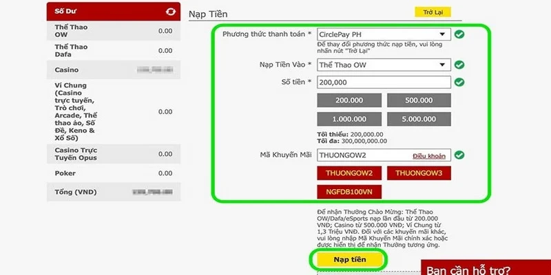 Điền thông tin yêu cầu để nạp tiền Điền thông tin yêu cầu để nạp tiền